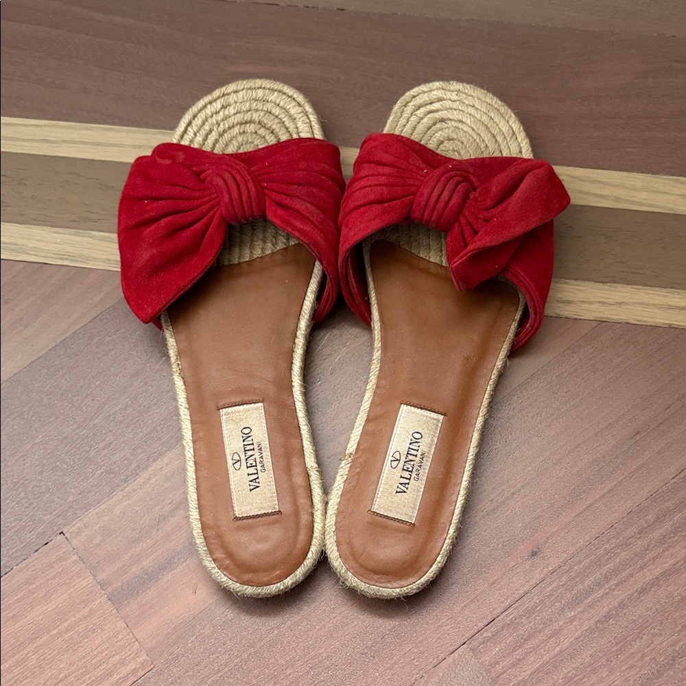 Valentino Red Espadrille Slides
